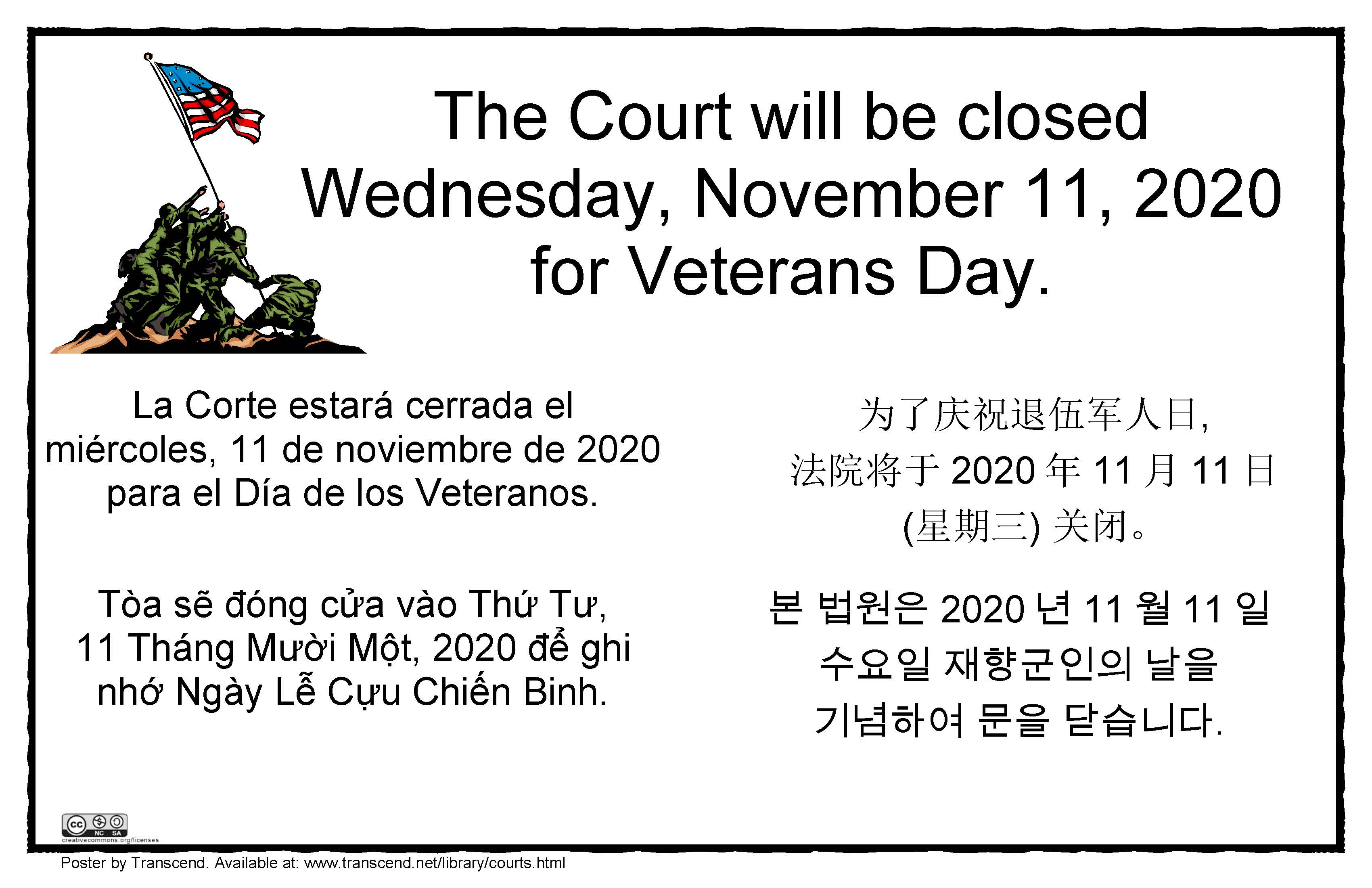 Veterans Day holiday sign