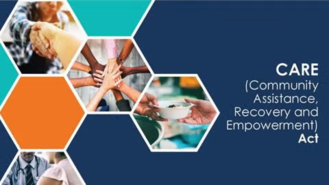 Graphic with a collage of photos. They show people shaking hands, putting their hands in a pile, handing food to one another, and a patient speaking with a doctor. The text reads