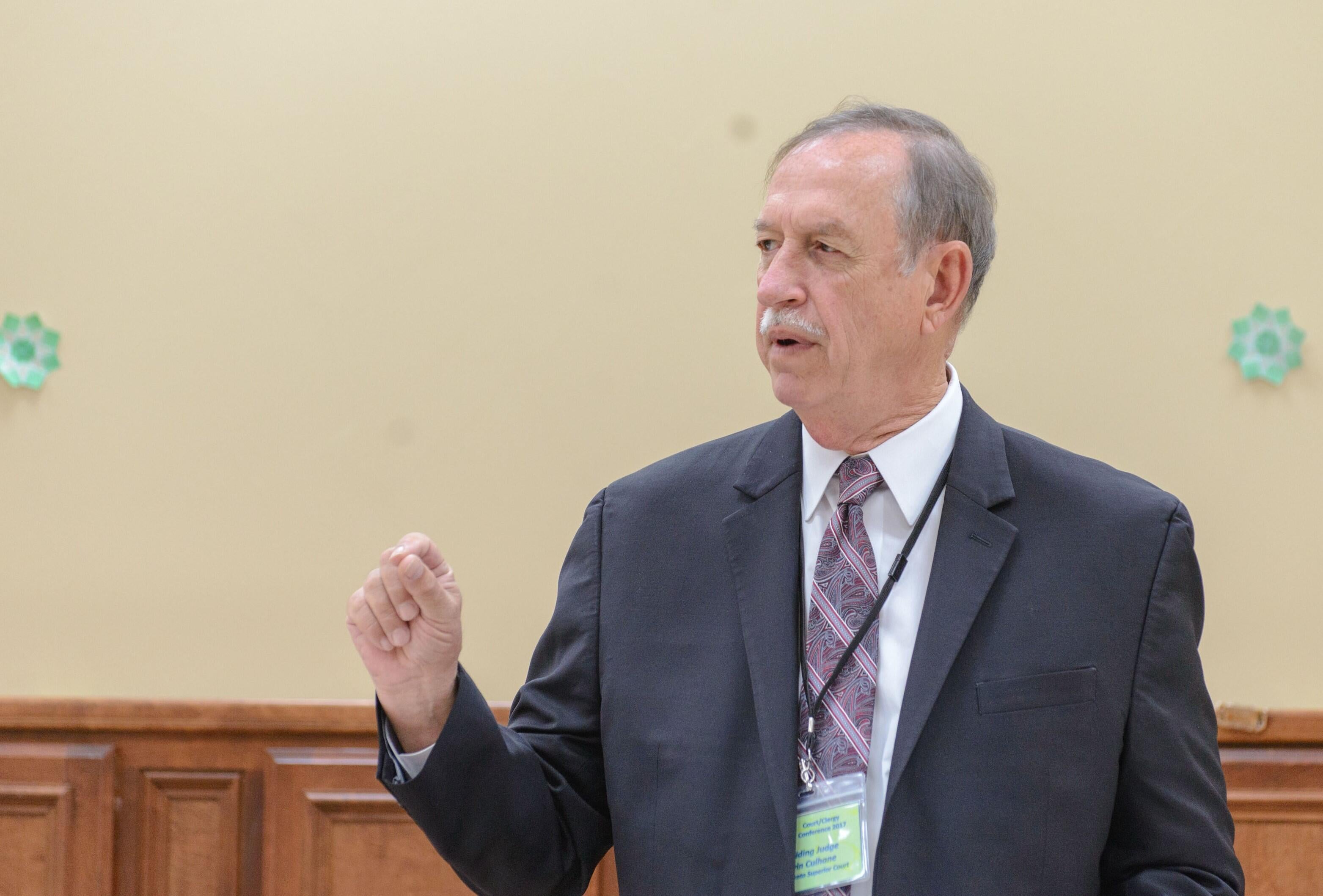 Sacramento Superior Court Presiding Judge Kevin Culhane welcomes close to 100 attendees to the court&#39;s 4th Annual Court-Clergy Conference.