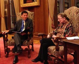 Justice Goodwin Liu with Justice Ginsburg