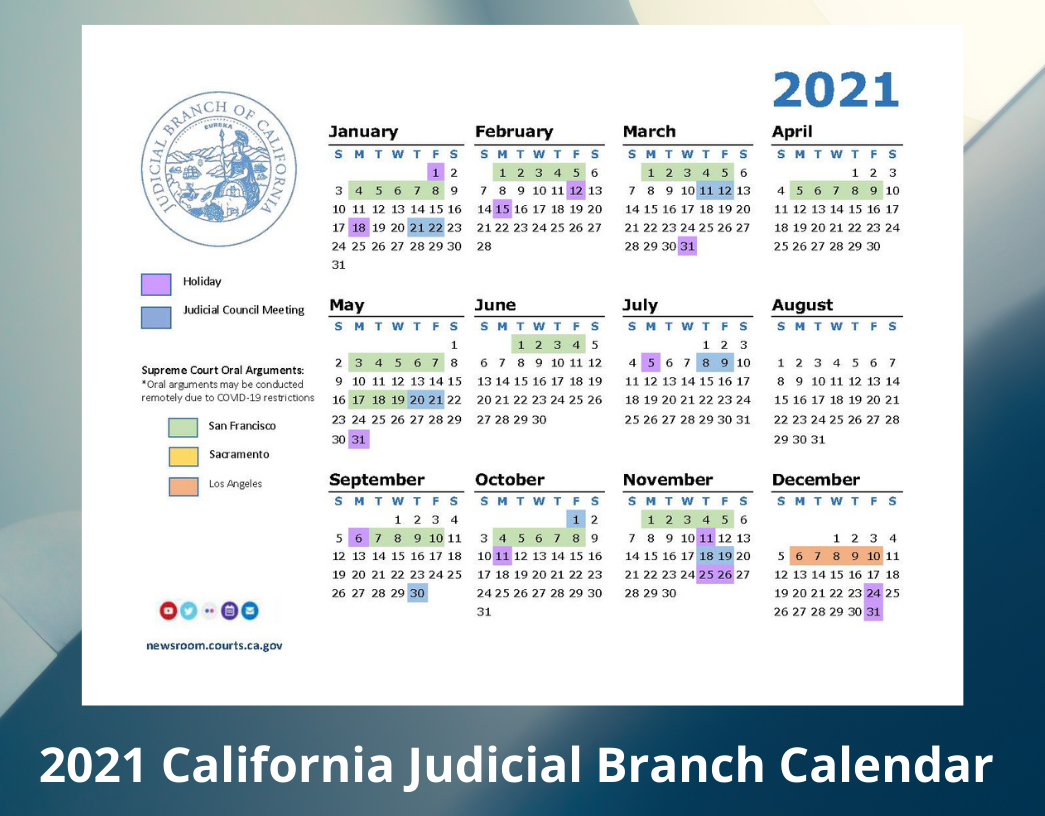 2021 California Courts Calendar | California Courts Newsroom