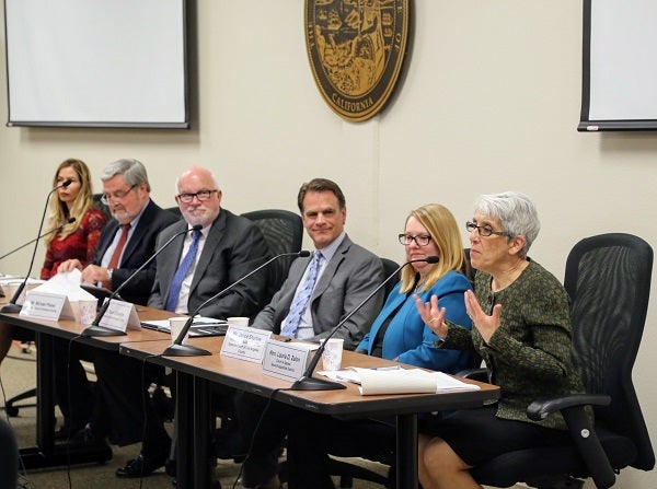 Justice Laurie Zelon speaks on a panel at an event on increasing access to the court system