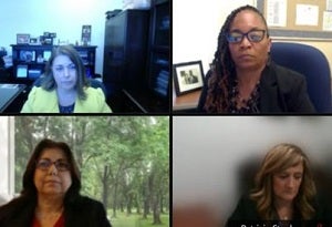 Panelists appearing remotely at the San Bernardino Court's virtual townhall on juvenile dependency cases