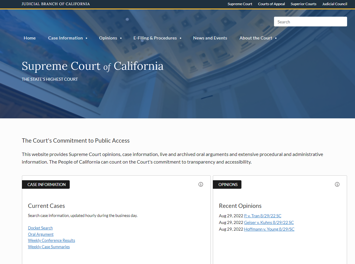 new supreme court website