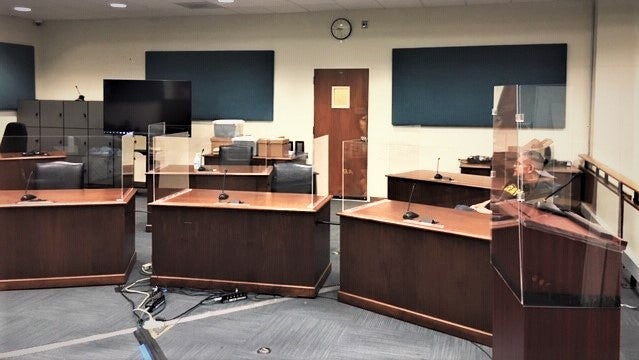 Counsel and Podium Sneeze Guard