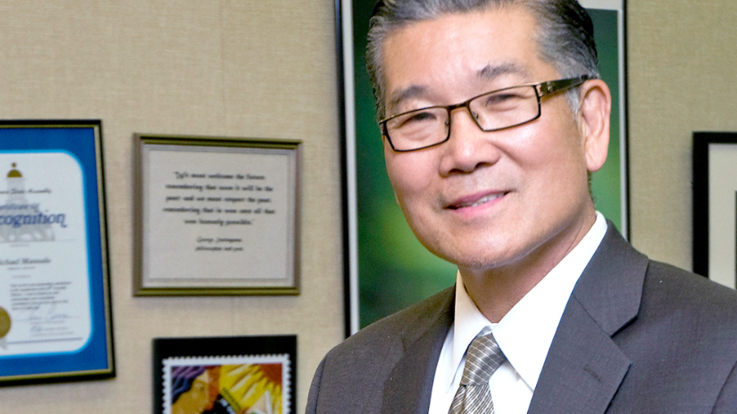 This image shows Michael Matsuda, the superintendent of the Anaheim Union High School District.