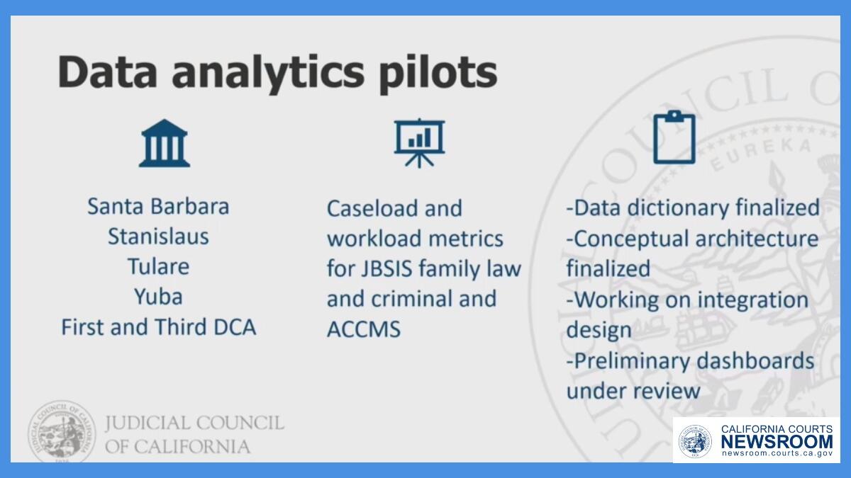 graphic showing notes on data policy concepts for California judicial branch