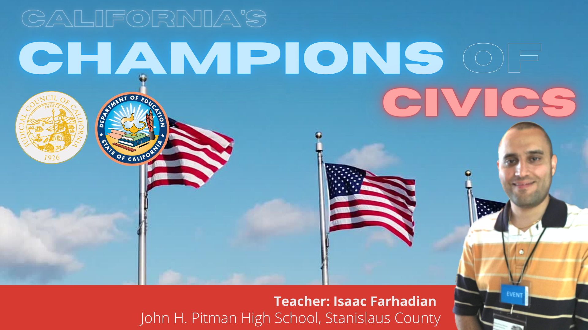 isaac farhadian graphic with champion of civics text