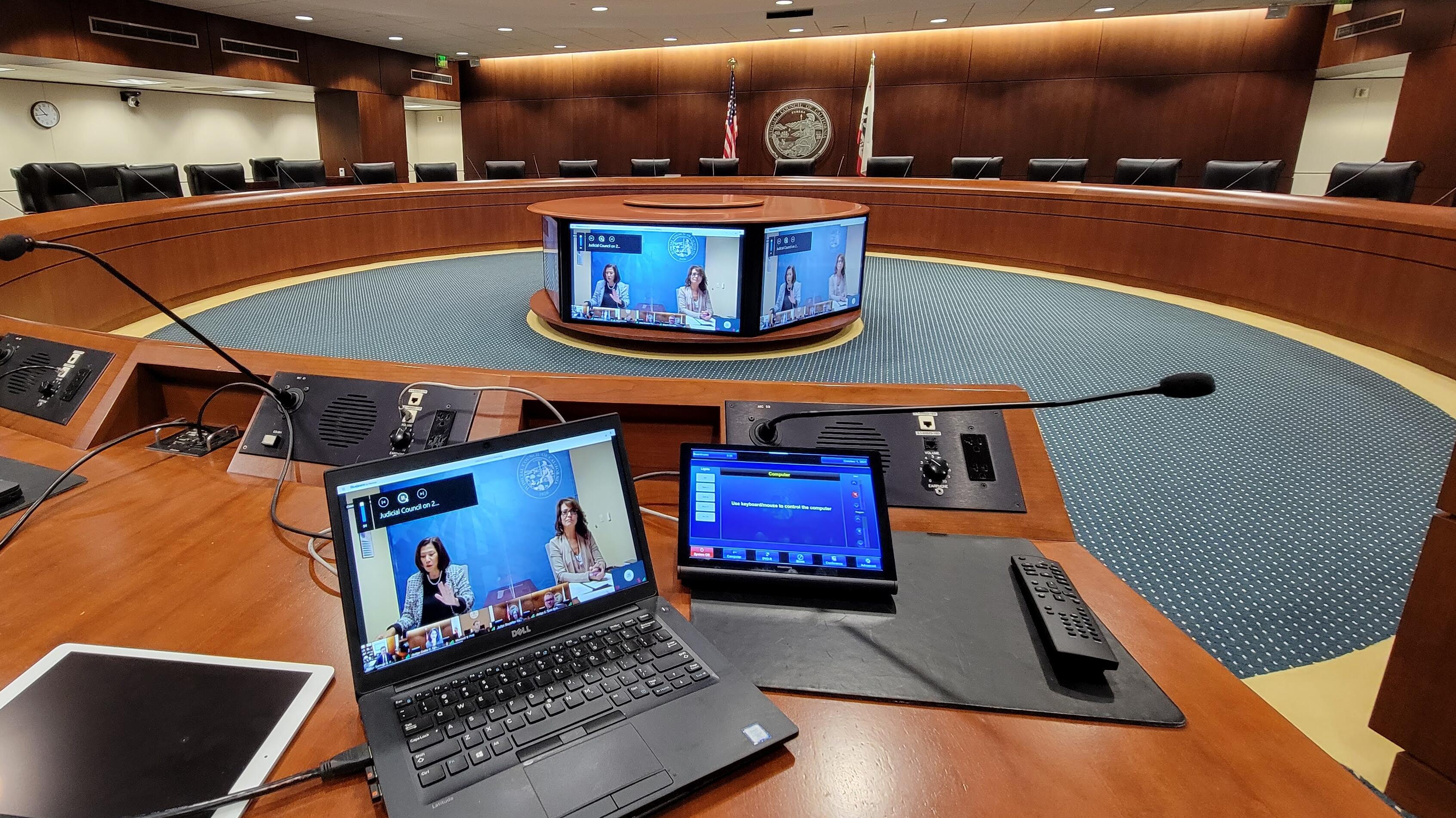 empty boardroom filled with tech