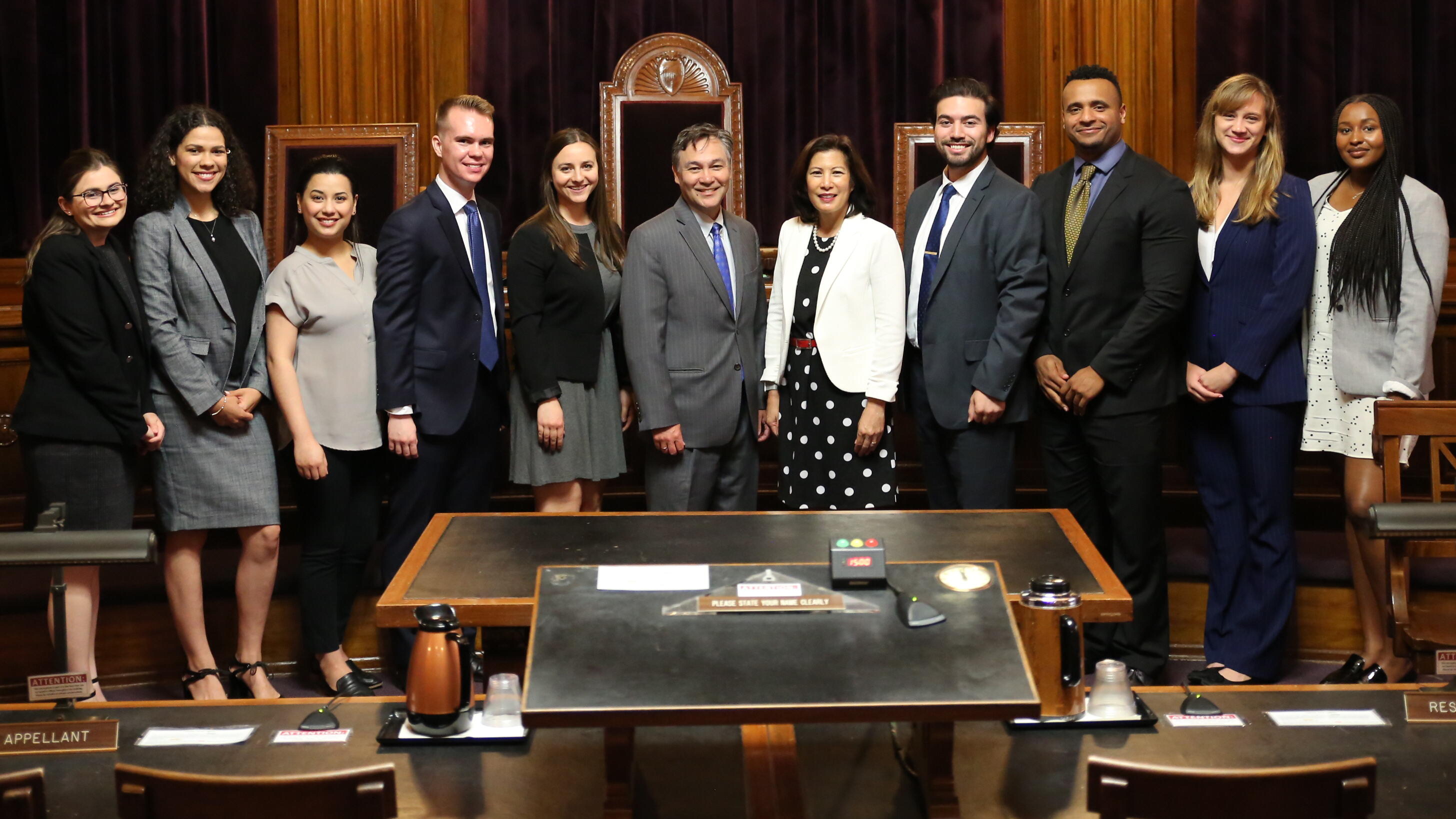 Chief Justice and Martin hoshino with fellows in the third district court of appeal courtroom