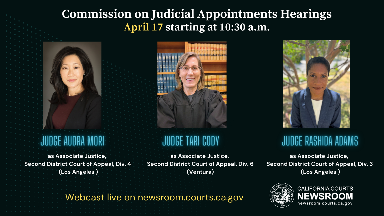 three women judges for appointment on April 17