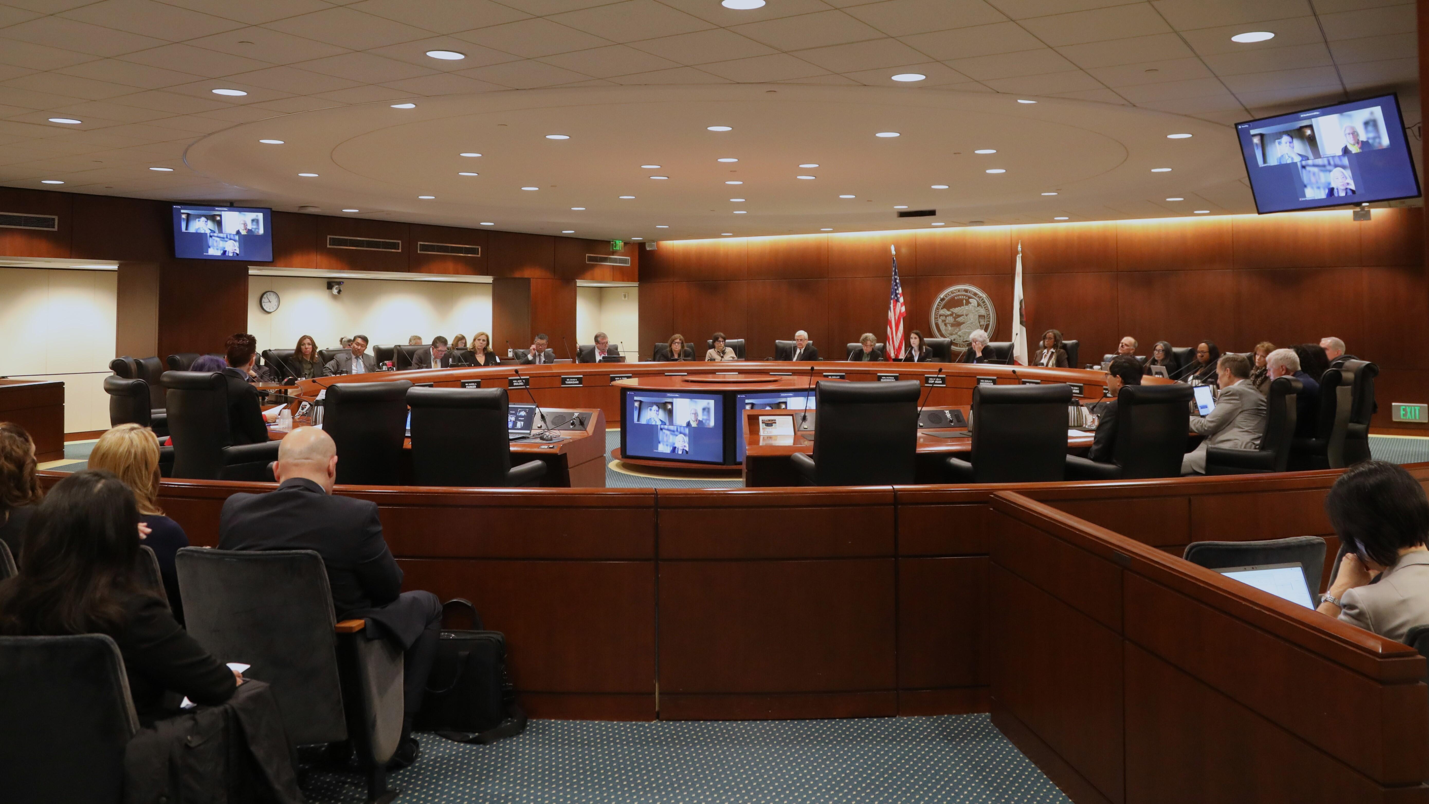 Judicial Council boardroom during business meeting