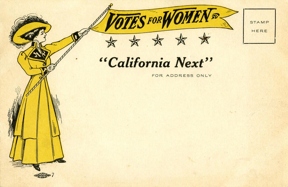 A postcard for a women's voting rights campaign in 1910