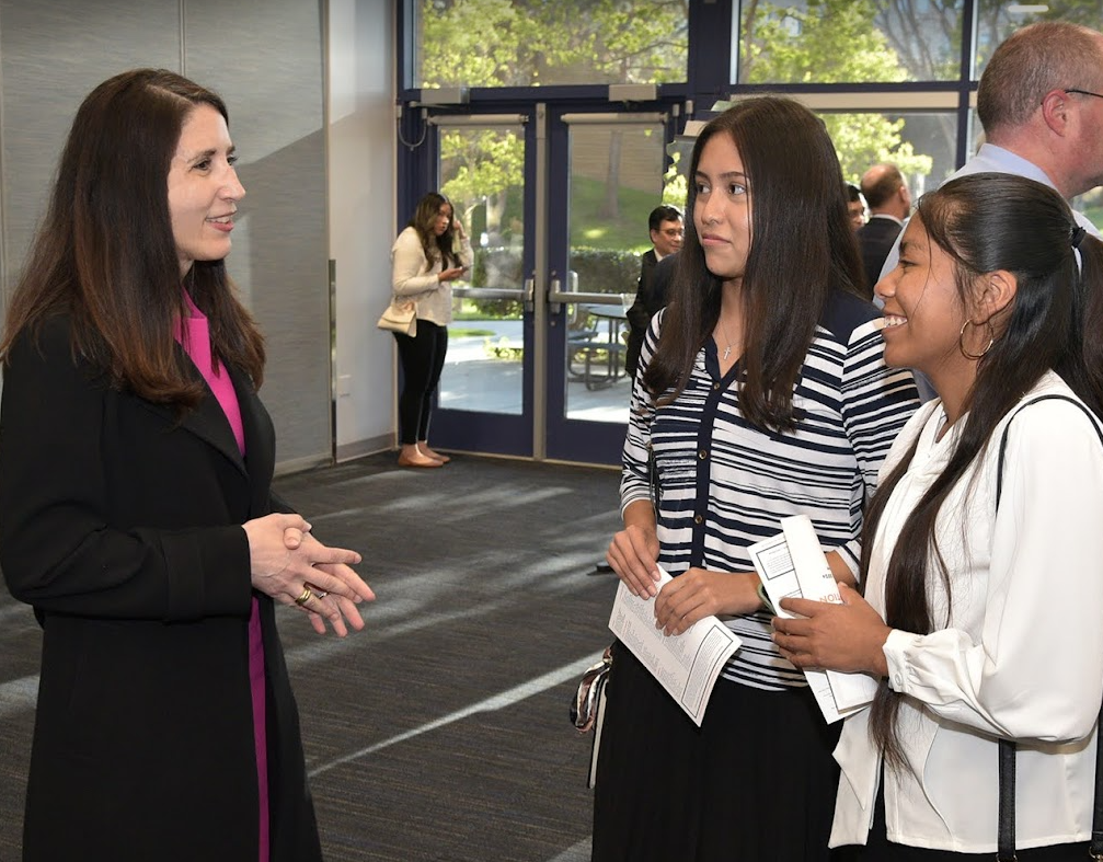 Chief Justice Patricia Guerrero visits with students at 2024 Orange County Mock Trial Awards