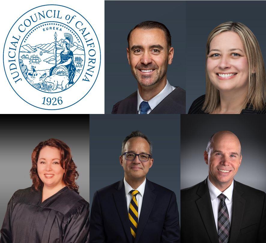 graphic consisting of the Judicial Council seal and five people