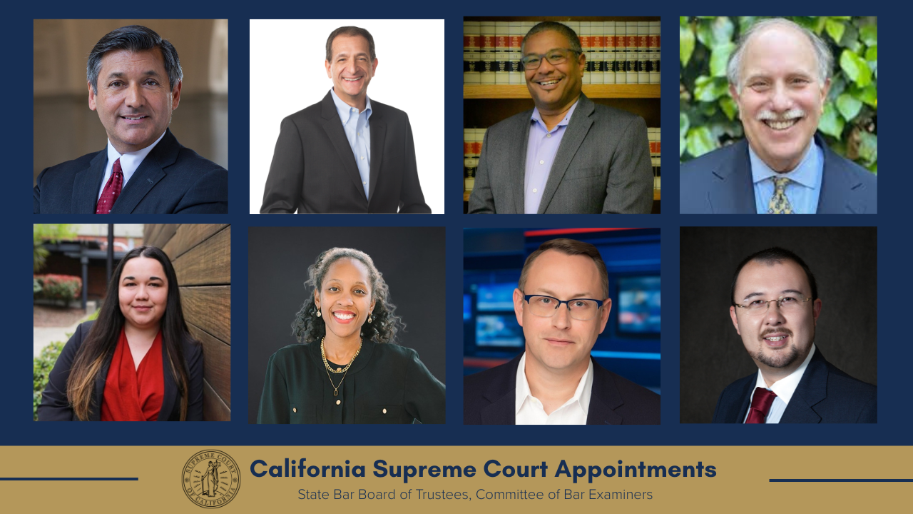 Graphic of Supreme Court appointments to State Bar Board of Trustees and Committee of Bar Examiners August 2025