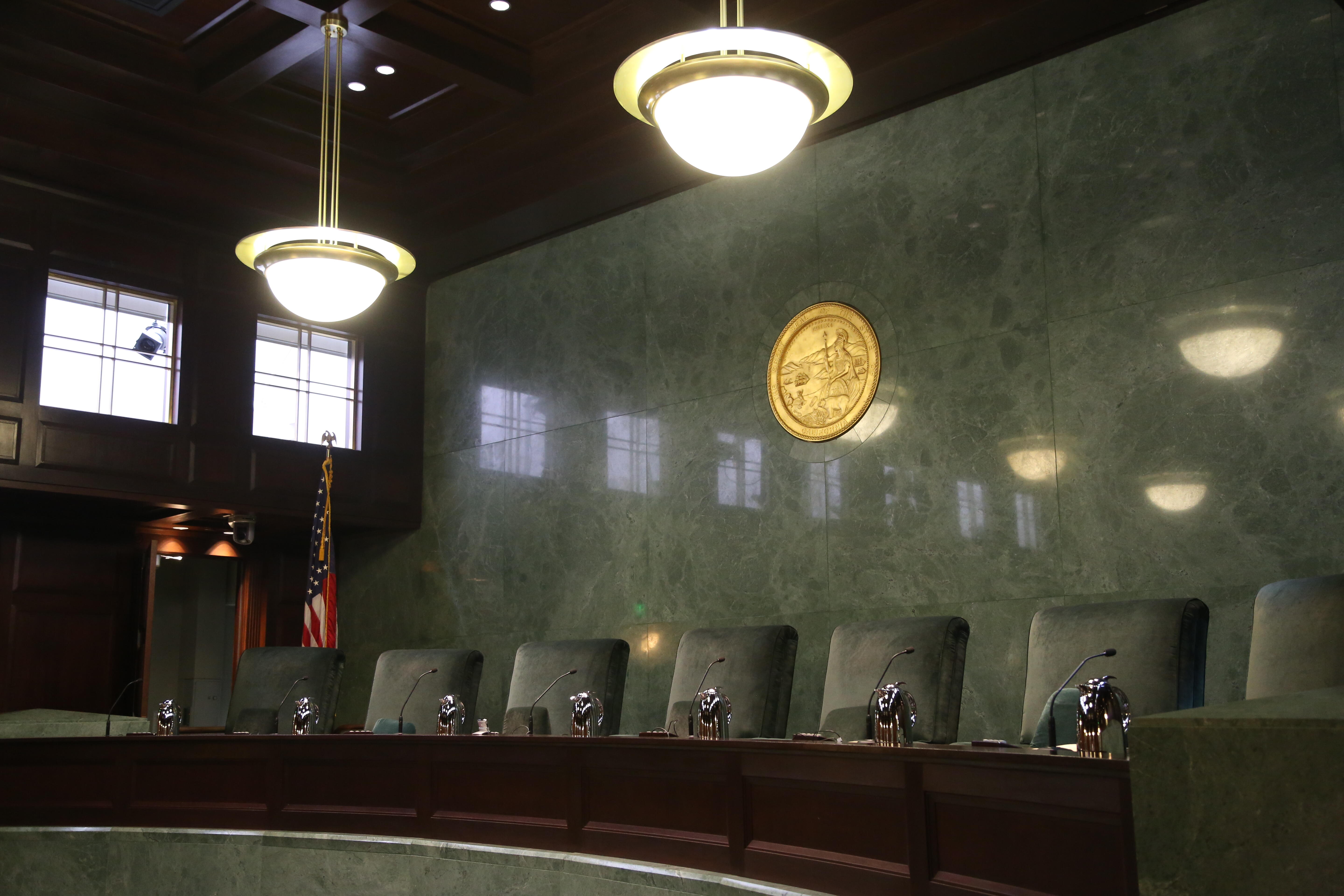 Interior: Courtroom for the Court of Appeal, Second District and the state Supreme Court when oral arguments are heard in Los Angeles. map