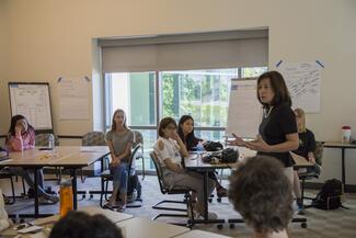 chief justice speaking with students
