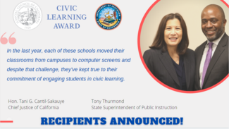 chief justice and SSPI with In the last year, each of these schools moved their classrooms from campuses to computer screens and despite that challenge, they've kept true to their commitment of engaging students in civic learning.