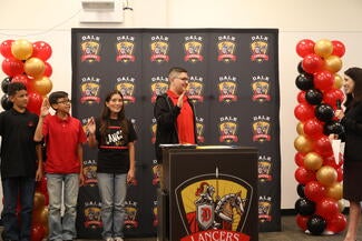 chief justice with students swearing oath