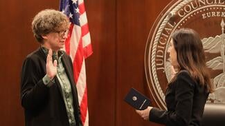 Two women at swearing in ceremony