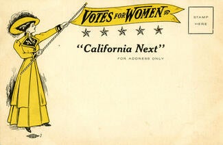 A postcard for a women's voting rights campaign in 1910