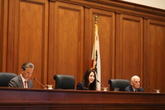 Attorney General Rob Bonta, Chief Justice Patricia Guerrero, and Presiding Justice Presiding Justice Arthur Gilbert