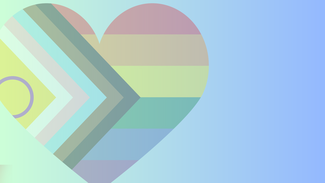 Pride Month flag colors in a heart