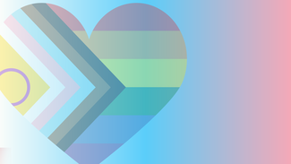 A heart in the design of the pride flag