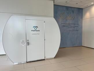 Lactation pod inside a courthouse lobby