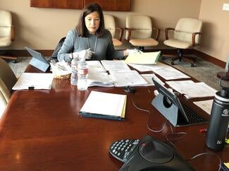 Judicial Council Chair, Chief Justice Tani G. Cantil-Sakauye ran the call from council's office in Sacramento.