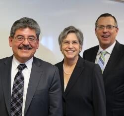 Joint Working Group for California&rsquo;s Language Access Plan members Judge Manuel J. Covarrubias (left)(co-chair), Justice Maria P. Rivera (co-chair), and Judge Steven K. Austin presented the plan to the council.