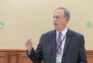 Sacramento Superior Court Presiding Judge Kevin Culhane welcomes close to 100 attendees to the court's 4th Annual Court-Clergy Conference.