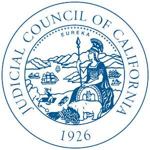 Blue on white  seal of the judicial council
