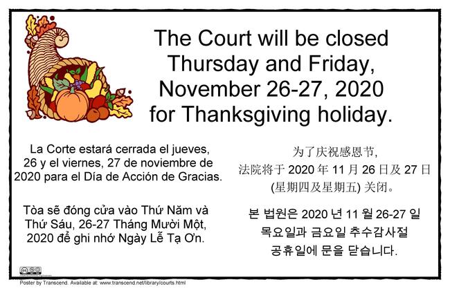 Day after Thanksgiving, JD Court Events